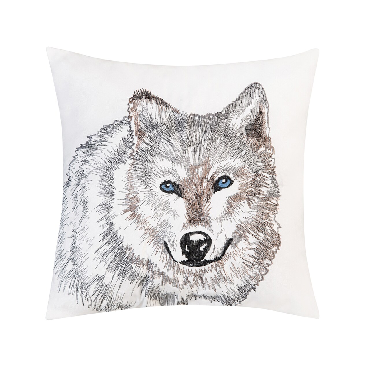 Wolf Portrait Indoor / Outdoor Embroidered Throw Pillow, 18" x 18"